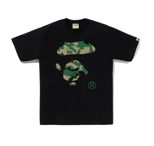 Bape "Woodland Camo Ape Face Tee" (Black)