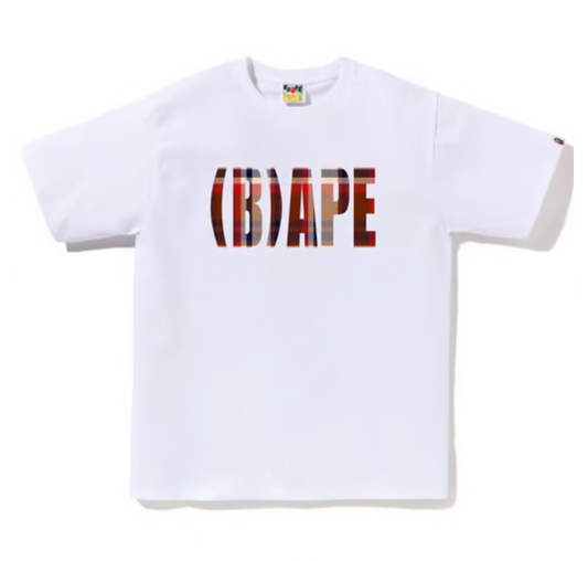 Bape A BATHING APE "Plaid Check (B)ape Logo" (White)